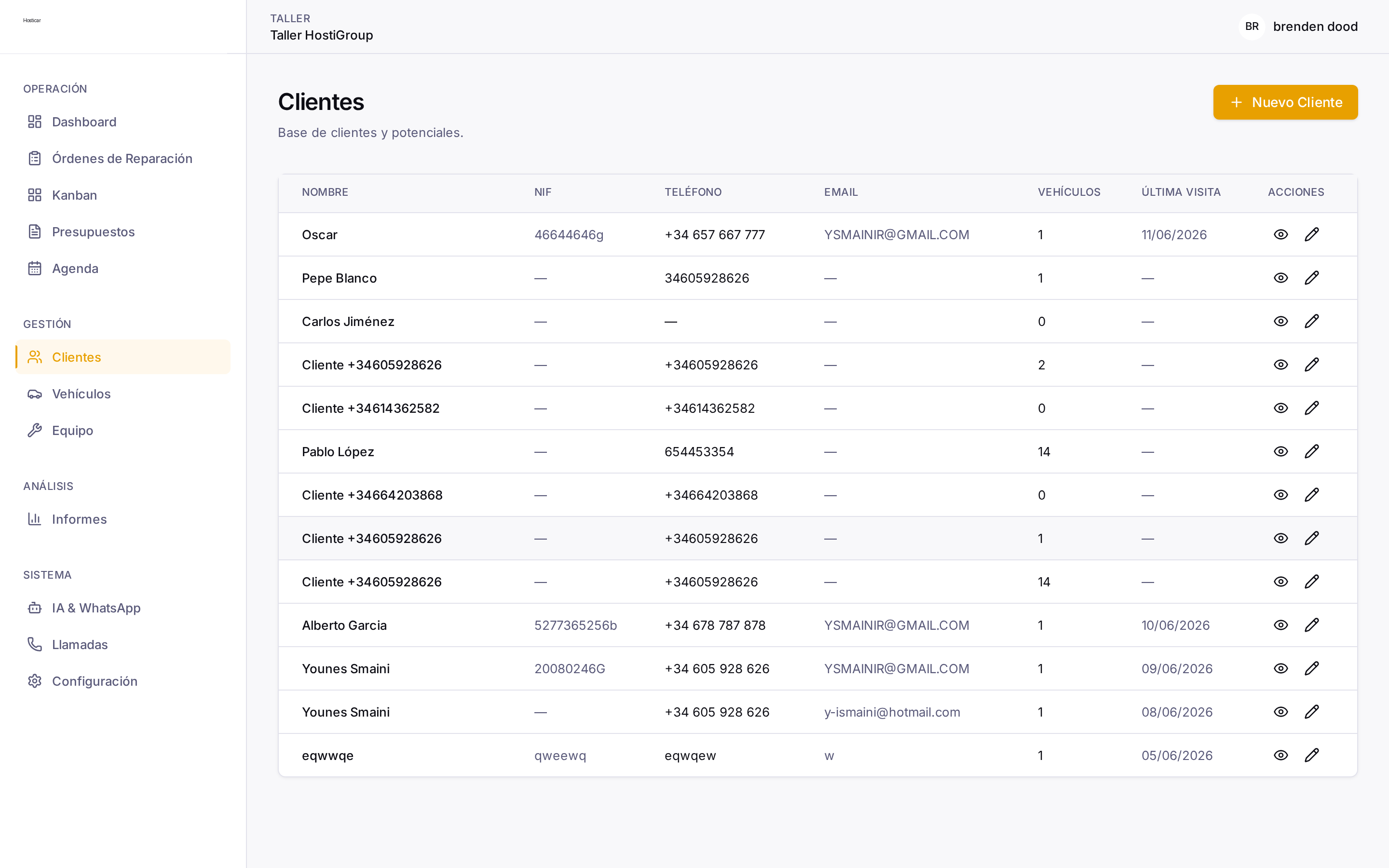 CRM con historial del cliente